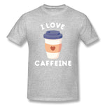 Mens Novelty T-Shirt Good And Cute I Love Caffeine New Comfortable O-Neck Short Sleeves Shirt