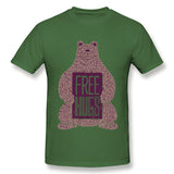 Men's Casual T-shirt Free Hugs Bear New Comfortable Crew Neck Short Sleeves Shirt