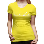 Women’s T-shirt Guitar Heartbeat Summer Round Neck Short Sleeve Shirts