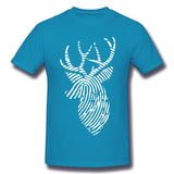 Men's Casual T-shirt Finger Print Deer For Dark Style Round Neck Short Sleeves Tees