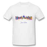 Men's Graphic T Shirt Jerusalem City Skyline Comfortable Round Neck Short Sleeves Blouse Tops