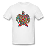 Mens Novelty T-Shirt Colorful Turtle Art Breathable Crew Neck Short Sleeves Shirt