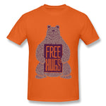 Men's Casual T-shirt Free Hugs Bear New Comfortable Crew Neck Short Sleeves Shirt