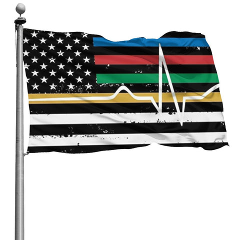 Fly Breeze 4 X 6 Ft Polyester Flag Thin Red Blue Green Yellow Gold Line Flag Thin Line EMS Double Stitched Brass Grommets Indoor Outdoor