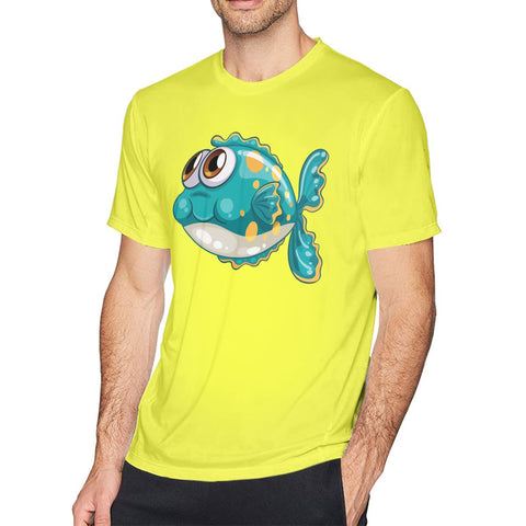 Men's Casual T-shirt Pufferfish Deep Creature Under Sea Comfortable O-Neck Short Sleeves Tees