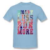 Mens Novelty T-Shirt Worry Less Run More Style Crew Neck Short Sleeves Tees