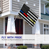 Fly Breeze 3 X 5 Ft Flag Tattered American Flag Police Fire EMS Polyester Brass Grommet Canvas Header for Outside Garden