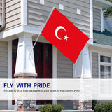 Fly Breeze 3 X 5 Ft Flag Turkey Flag Polyester Double Stitch Banner for Outside Garden