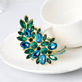 Rhinestone Crystal Feather Women Brooch Pins DIY Wedding Bouquet Brooches