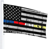 Fly Breeze 3 X 5 Ft Flag Tattered American Flag Police Fire EMS Polyester Brass Grommet Canvas Header for Outside Garden