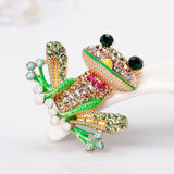 Frog Brooch Pins for Women Men, Enamel Rhinestone Party Valentine Brooch Collar Jewelry Gift