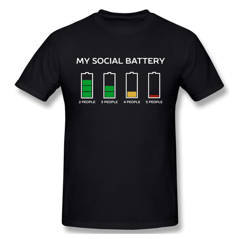 Men's Casual T-shirt Social Battery Dying For This Introvert Cool O-Neck Short Sleeves Shirt