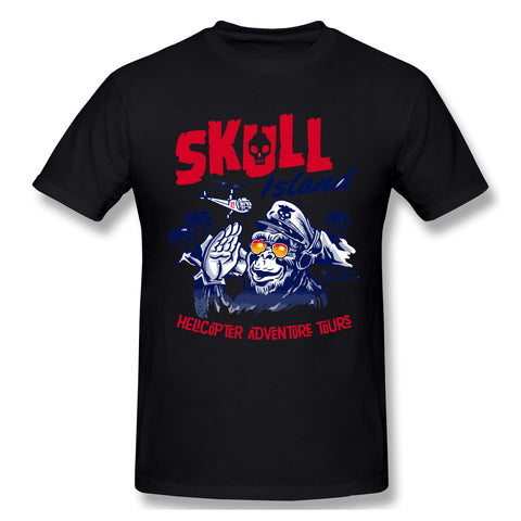 Mens Novelty T-Shirt Skull Island Helicopter Tours Breathable O-Neck Short Sleeves Shirt