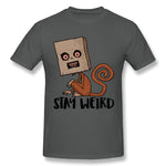 Mens Novelty T-Shirt Stay Weird Sack Monkey Style O-Neck Short Sleeves Shirt