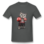 Mens Novelty T-Shirt BOXING CAT Comfy Round Neck Short Sleeves Blouse Tops