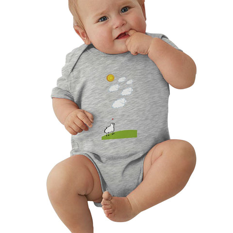 Toddler Climbing Bodysuit Sheep In Love Cartoon Graphic Unisex Babys Short Sleeves Romper