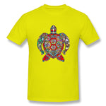 Mens Novelty T-Shirt Colorful Turtle Art Breathable Crew Neck Short Sleeves Shirt