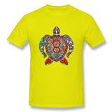 Mens Novelty T-Shirt Colorful Turtle Art Breathable Crew Neck Short Sleeves Shirt