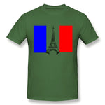 Men's Graphic T Shirt Eiffel Tower France Flag Tower Cool O-Neck Short Sleeves Tees