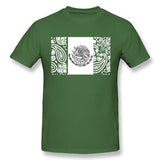 Cotton T Shirt for Men Mexico Country Flag Bandana Cool Round Neck Short Sleeves Shirt