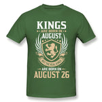 Men's Casual T-shirt Real Kings Are Born On August 26 Comfy Crew Neck Short Sleeves Tees