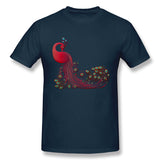 Men's Casual T-shirt Peacock Graceful Bird Animal Comfy Round Neck Short Sleeves Shirt