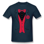 Mens Novelty T-Shirt Tuxedo Comfy Round Neck Short Sleeves Tee