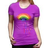 Women's Casual T-shirt Love Rainbow Rain Sexy Crew Neck Short Sleeve Tops