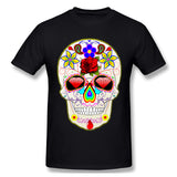 Men's Graphic T Shirt Mexican Sugar Skull Day Dead Breathable Round Neck Short Sleeves Tee