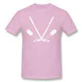 Men's Casual T-shirt Ice Hockey Stick Crossed Skate Puck Comfy Round Neck Short Sleeves Tee