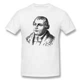 Mens Novelty T-Shirt Martin Luther Portrait Line Art Style O-Neck Short Sleeves Blouse Tops