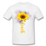 Cotton T Shirt for Men Teach Sunflower Comfy Crew Neck Short Sleeves Tee