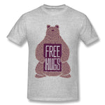 Men's Casual T-shirt Free Hugs Bear New Comfortable Crew Neck Short Sleeves Shirt