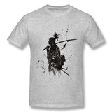 Cotton T Shirt for Men Samurai Japan Katana Warrior Style Crew Neck Short Sleeves Shirt