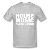 Mens Novelty T-Shirt House Music All Life Long Music Techno Style Crew Neck Short Sleeves Tee