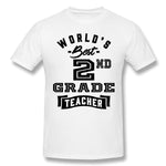 Mens Novelty T-Shirt World's Best 2nd Grade Teacher Breathable O-Neck Short Sleeves Shirt