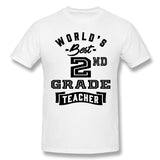 Mens Novelty T-Shirt World's Best 2nd Grade Teacher Breathable O-Neck Short Sleeves Shirt