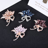 Women's Austrian Crystal Brooch Wedding Flower Leaf Bouquet Brooch