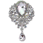 Vintage Wedding Bridal Elegant Brooches Crystal Rhinestone Tear drop Brooch Pin for Women