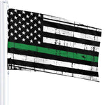 Fly Breeze 3 X 5 Ft Flag Distressed Thin Green Line American Flag Polyester Double Stitch Banner for Party