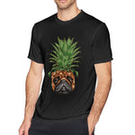 Men's Casual T-shirt Pineapple Pug Comfy Crew Neck Short Sleeves Tee