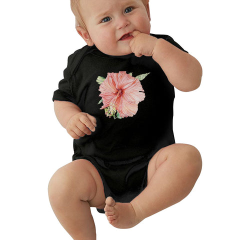 Toddler Climbing Bodysuit Hibiscus Cartoon Graphic Infant Boys Girls Short Sleeves Outfits Clothes