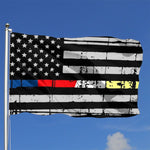 Fly Breeze 4 X 6 Ft Polyester Flag Tattered American Flag Police Fire EMS Vivid Color Indoor Outdoor