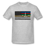 Men's Casual T-shirt Thin Red Blue Green Yellow Gold Line Flag Thin Line EMS Cool O-Neck Short Sleeves Tee