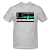 Men's Casual T-shirt Thin Red Blue Green Yellow Gold Line Flag Thin Line EMS Cool O-Neck Short Sleeves Tee