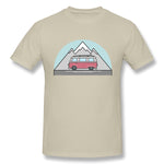 Men's Casual T-shirt Retro Snow Mountain Van Comfortable Crew Neck Short Sleeves Tees