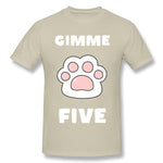 Cotton T Shirt for Men Gimme High Five Cat And Dog Lovers New Cool Crew Neck Short Sleeves Shirt