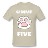 Cotton T Shirt for Men Gimme High Five Cat And Dog Lovers New Cool Crew Neck Short Sleeves Shirt