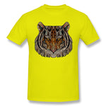 Cotton T Shirt for Men Tiger Head Metallizer Art Glass Style Crew Neck Short Sleeves Blouse Tops