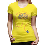 Novelty T Shirt for Women Charging Brain Neurofeedback Sexy O-Neck Short Sleeve Tee